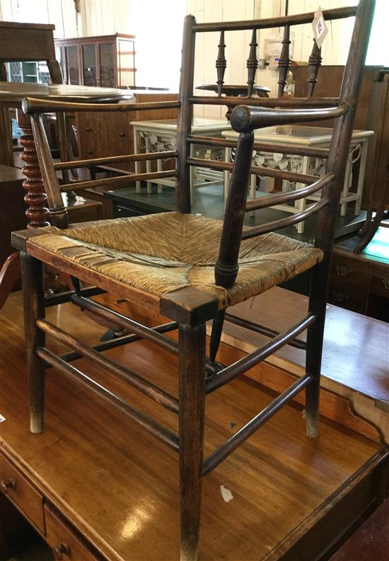 William Morris Sussex chair circa 1870, with caned seat